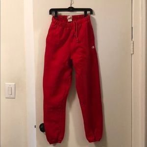 Red Champion sweatpants